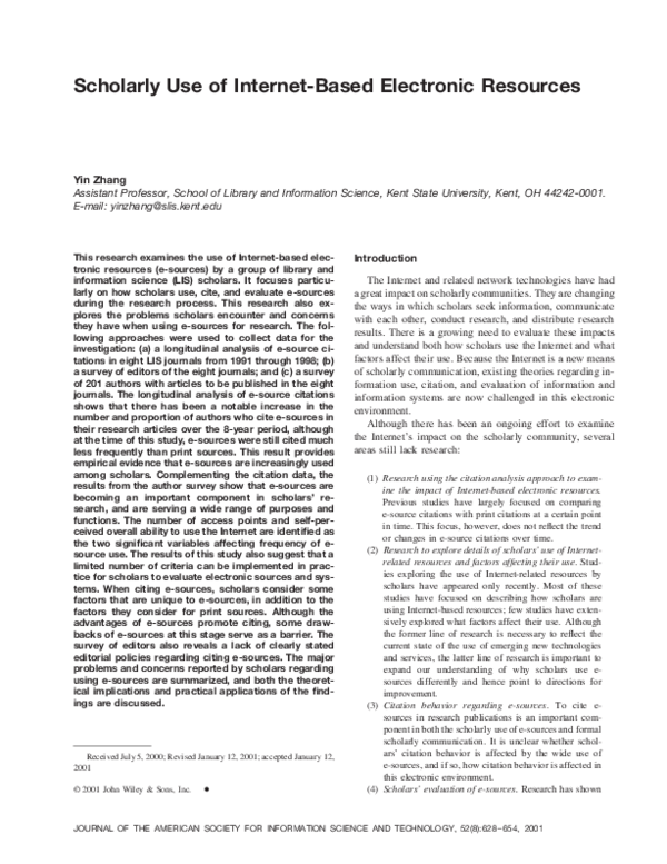 (PDF) Scholarly use of internet-based electronic resources