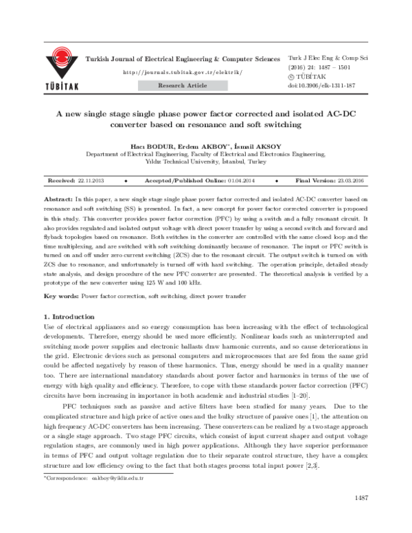 (PDF) A new single stage single phase power factor corrected and ...