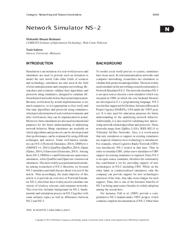 (PDF) Network Simulator NS-2