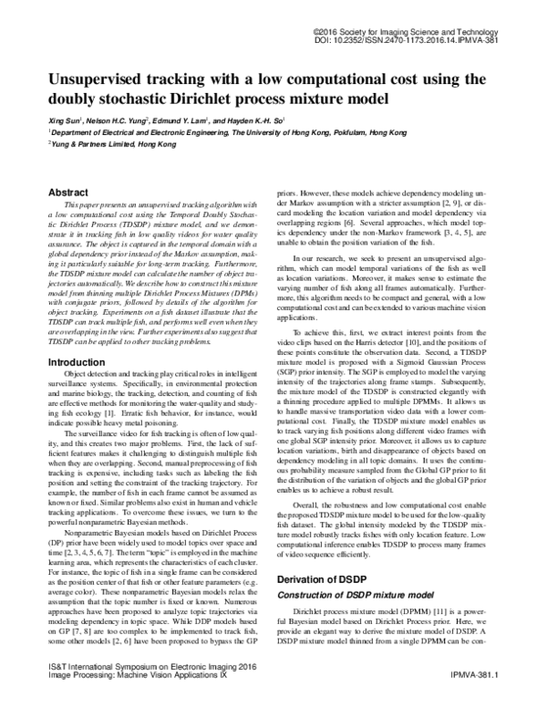 (PDF) Unsupervised tracking with a low computational cost using the ...