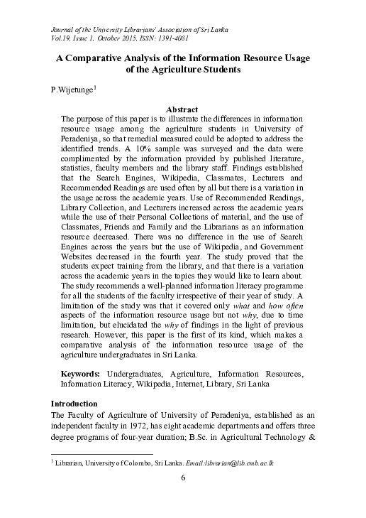 (PDF) A Comparative Analysis of the Information Resource Usage of the ...