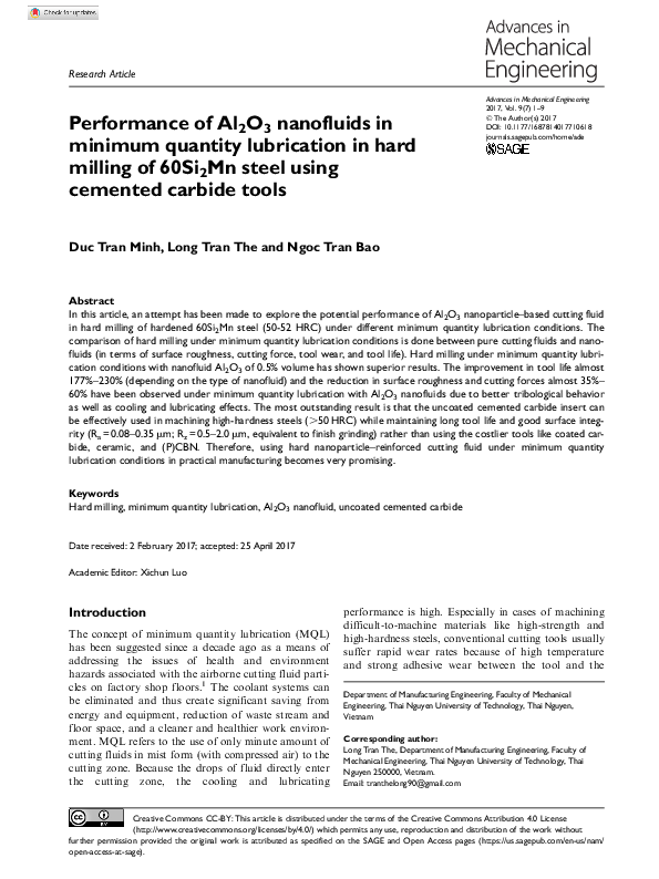 (PDF) Performance of Al2O3 nanofluids in minimum quantity lubrication ...