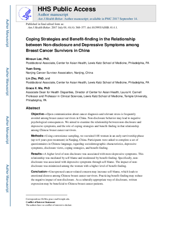 (PDF) Coping Strategies and Benefit-finding in the Relationship between ...