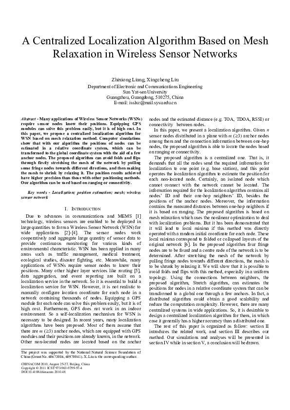 (PDF) A centralized localization algorithm based on mesh relaxation in ...