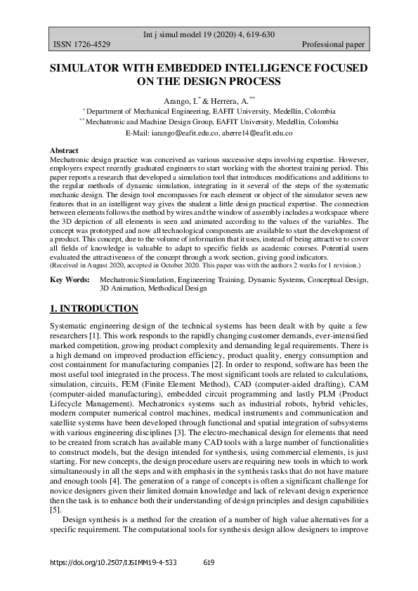 (PDF) Simulator with Embedded Intelligence Focused on the Design Process