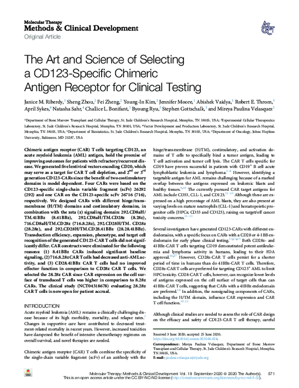 (PDF) The Art and Science of Selecting a CD123-Specific Chimeric ...