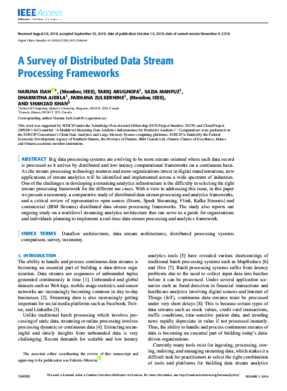 (PDF) A Survey of Distributed Data Stream Processing Frameworks
