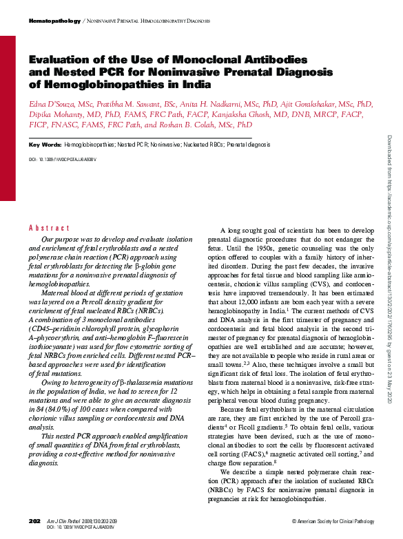 (PDF) Evaluation of the Use of Monoclonal Antibodies and Nested PCR for ...