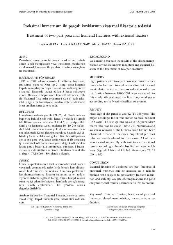 (PDF) [Treatment of two-part proximal humeral fractures with external ...