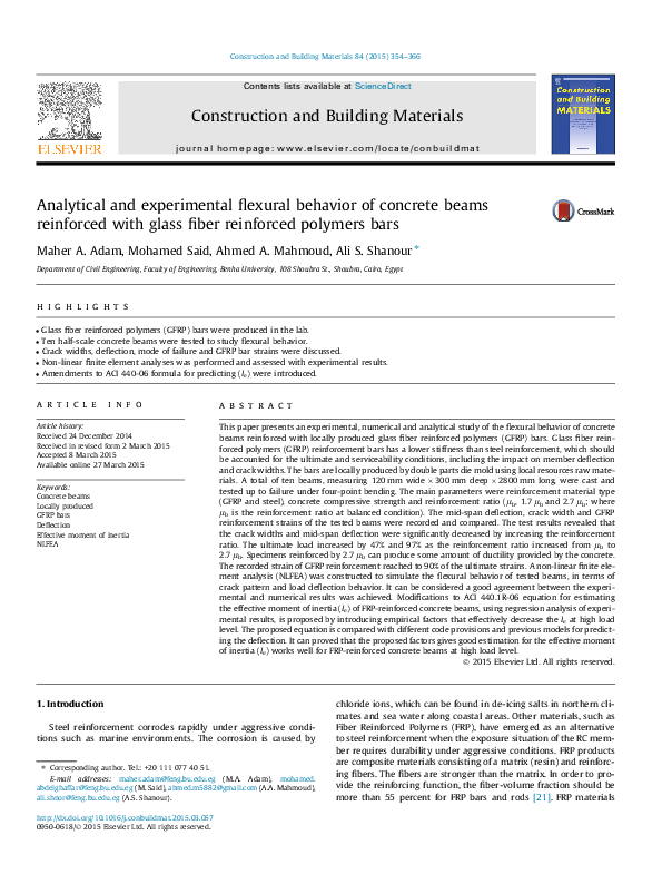 (PDF) Analytical and experimental flexural behavior of concrete beams ...
