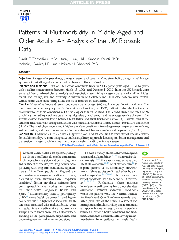 (PDF) Patterns of Multimorbidity in Middle-Aged and Older Adults: An ...