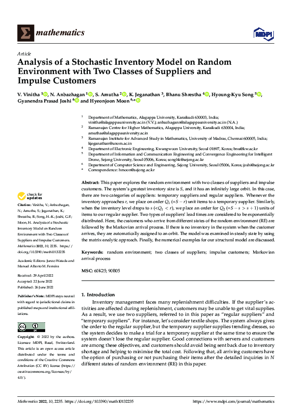 (PDF) Analysis of a Stochastic Inventory Model on Random Environment ...