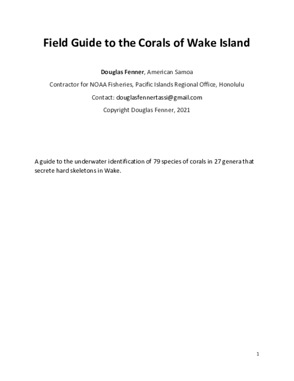 (PDF) Field Guide to the Corals of Wake Island