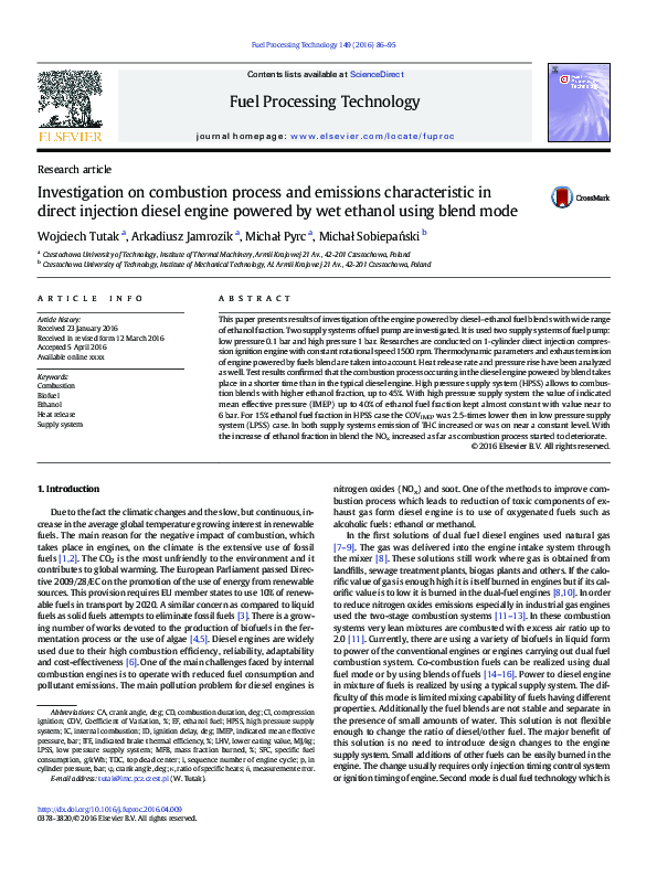 (PDF) Investigation on combustion process and emissions characteristic ...