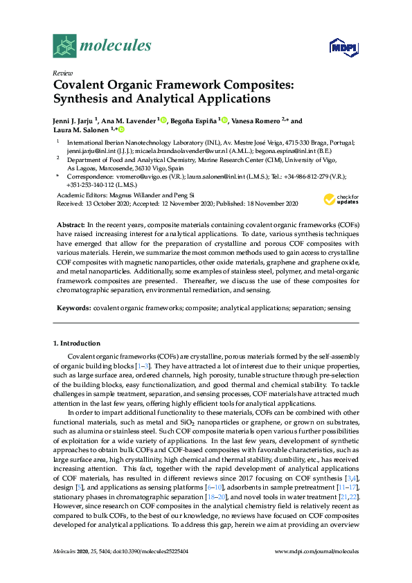 (PDF) Covalent Organic Framework Composites: Synthesis and Analytical ...