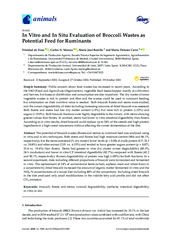 (PDF) In Vitro and In Situ Evaluation of Broccoli Wastes as Potential ...