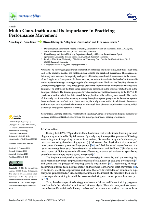 (PDF) Motor Coordination and Its Importance in Practicing Performance ...