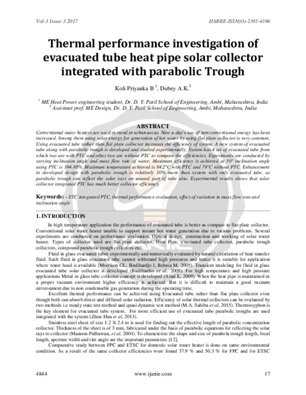 (PDF) Thermal performance investigation of evacuated tube solar ...