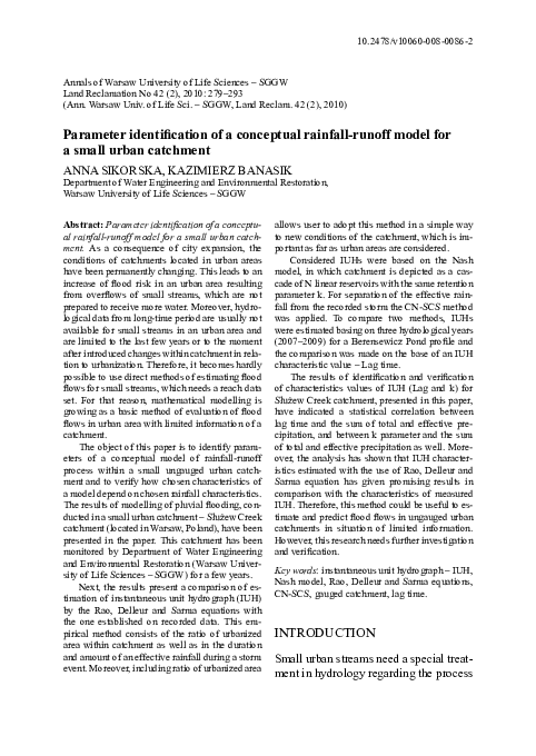 (PDF) Parameter identification of a conceptual rainfall-runoff model ...