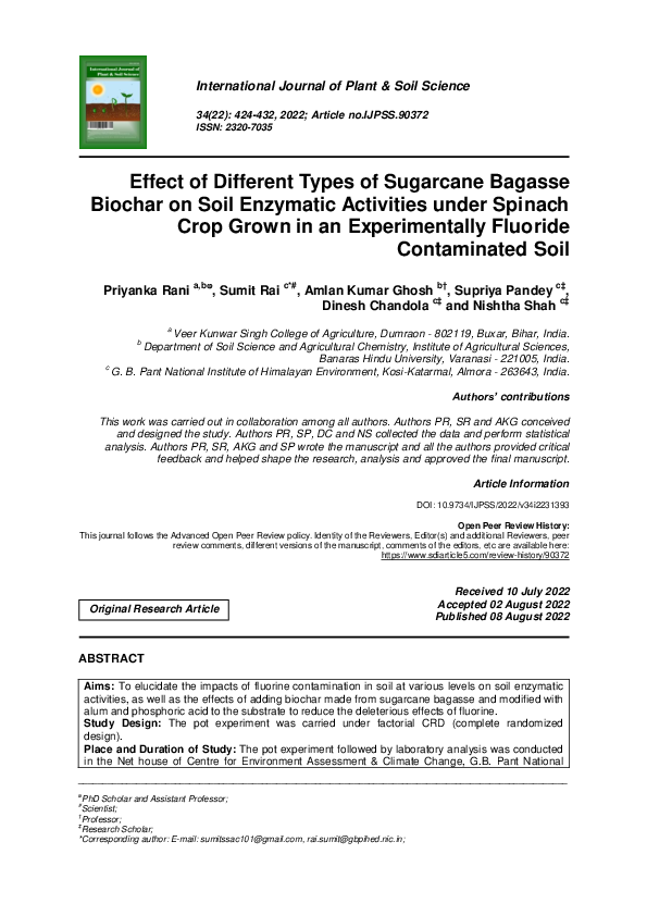 (PDF) Effect of Different Types of Sugarcane Bagasse Biochar on Soil ...