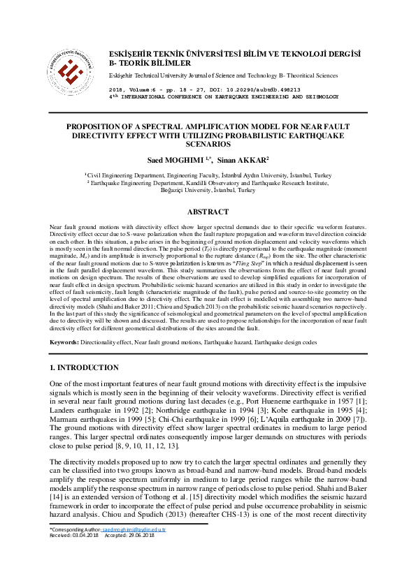 (PDF) Proposition of a Spectral Amplification Model for Near Fault ...