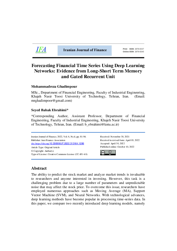 (PDF) Forecasting Financial Time Series Using Deep Learning Networks ...