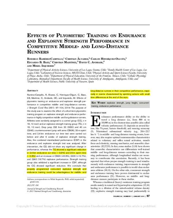 (PDF) Effects of Plyometric Training on Endurance and Explosive ...