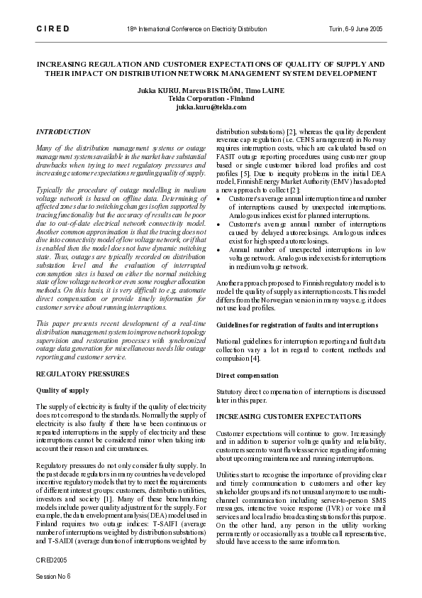 (PDF) Increasing regulation and customer expectations of quality of ...