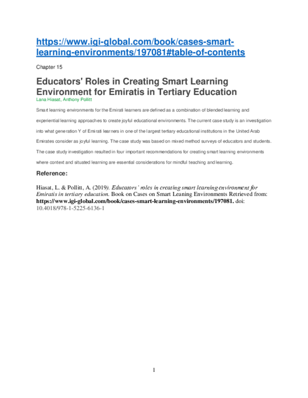 (PDF) Educators' Roles in Creating Smart Learning Environments for ...