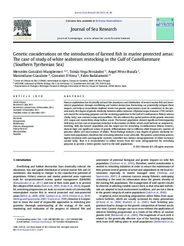 (PDF) Genetic considerations on the introduction of farmed fish in ...