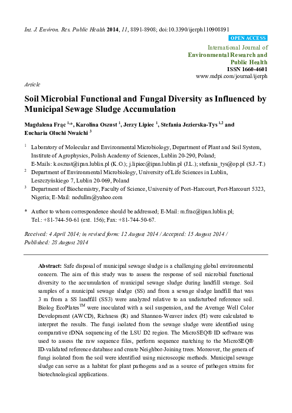 (PDF) Soil Microbial Functional and Fungal Diversity as Influenced by ...