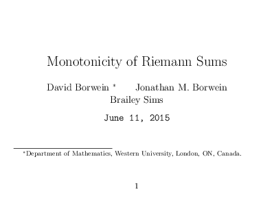 (PDF) Monotonicity of Riemann Sums