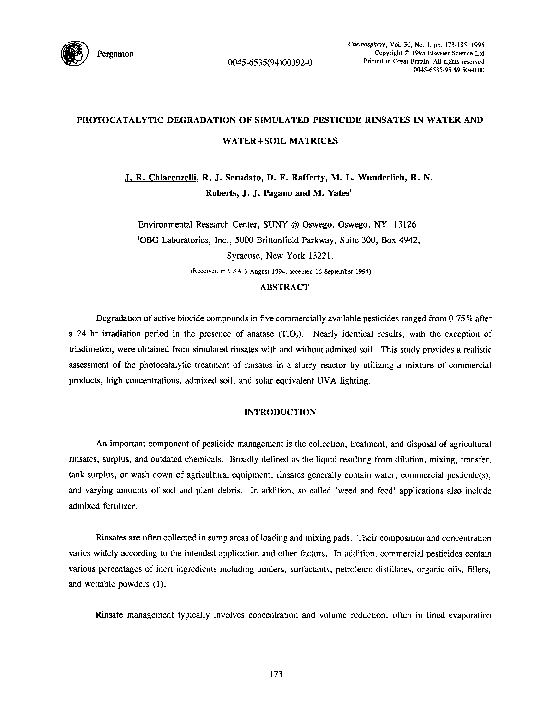 (PDF) Photocatalytic degradation of simulated pesticide rinsates in ...