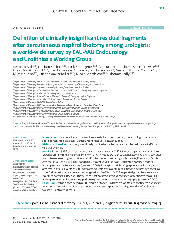 (PDF) Definition of clinically insignificant residual fragments after ...