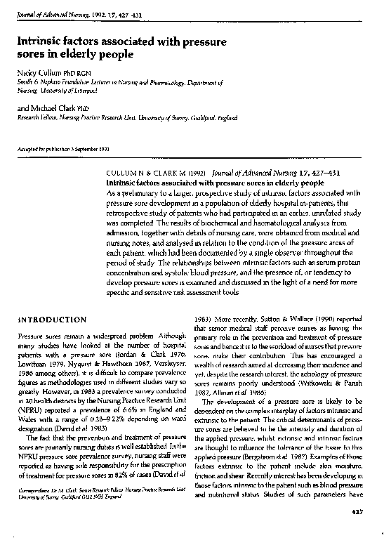 (PDF) Intrinsic factors associated with pressure sores in elderly people
