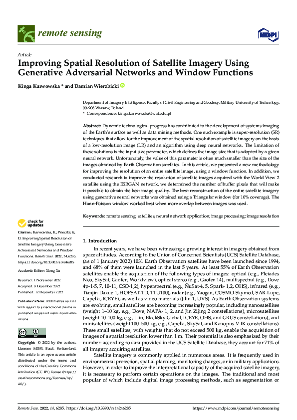 (PDF) Improving Spatial Resolution of Satellite Imagery Using ...