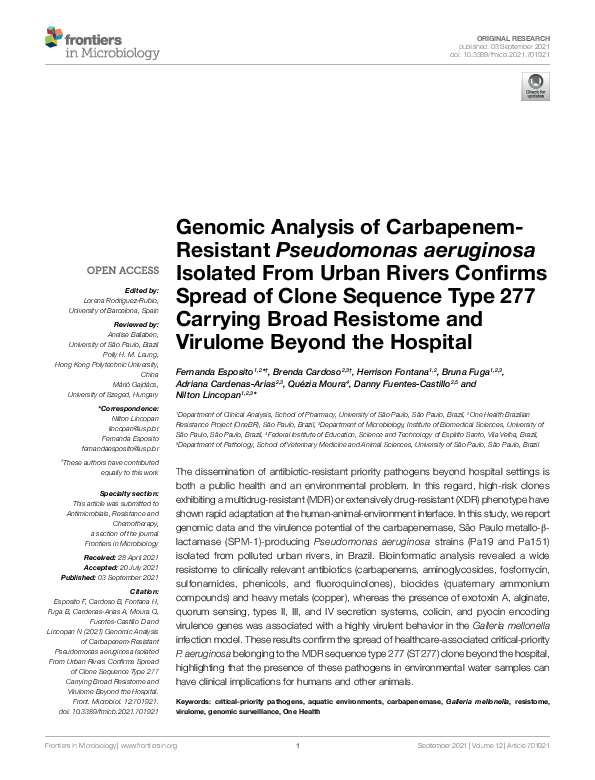 (PDF) Genomic Analysis of Carbapenem-Resistant Pseudomonas aeruginosa ...