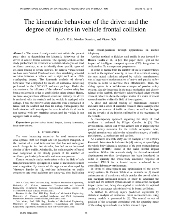 (PDF) The kinematic behaviour of the driver and the degree of injuries ...