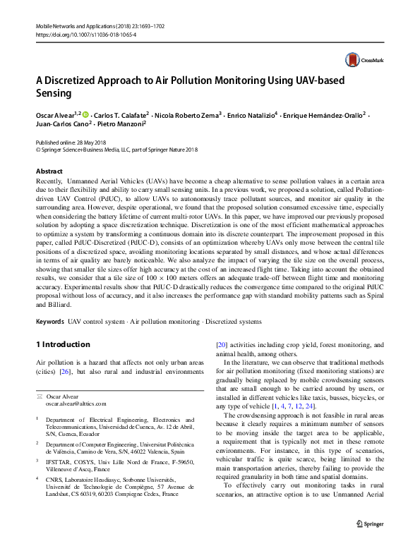 (PDF) A Discretized Approach to Air Pollution Monitoring Using UAV ...
