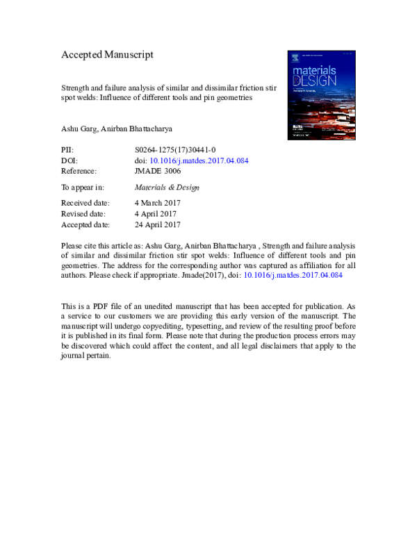 (PDF) Strength and failure analysis of similar and dissimilar friction ...