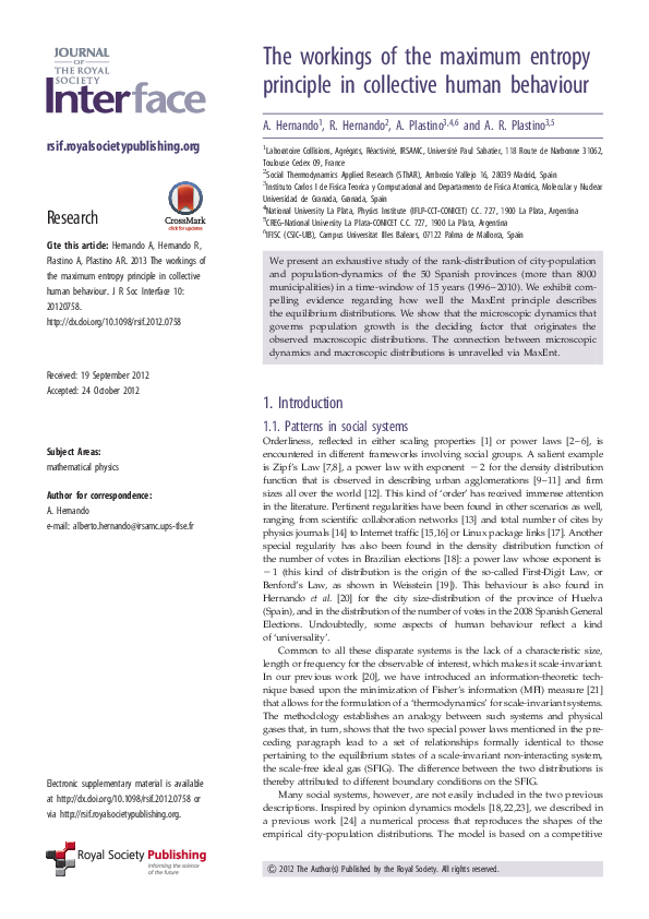 (PDF) The workings of the maximum entropy principle in collective human ...