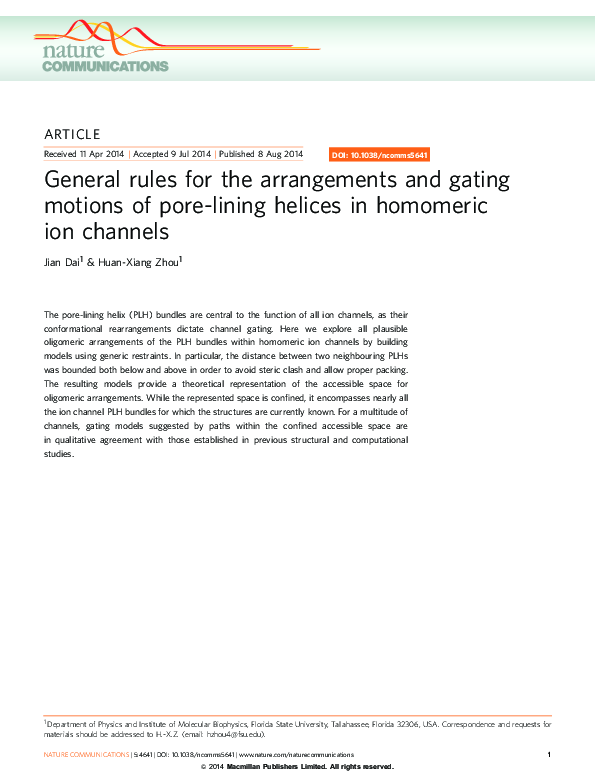 (PDF) General rules for the arrangements and gating motions of pore ...