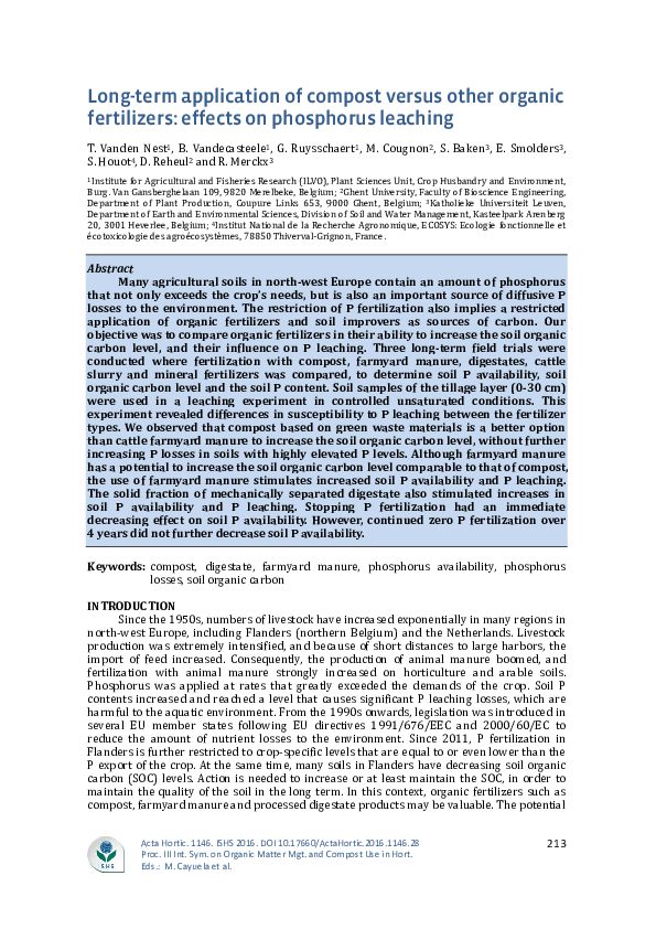 (PDF) Long-term application of compost versus other organic fertilizers ...