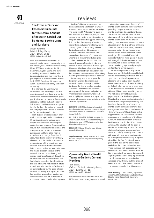 (PDF) Community Mental Health Teams: A Guide to Current Practices