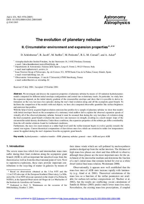 (PDF) The evolution of planetary nebulae
