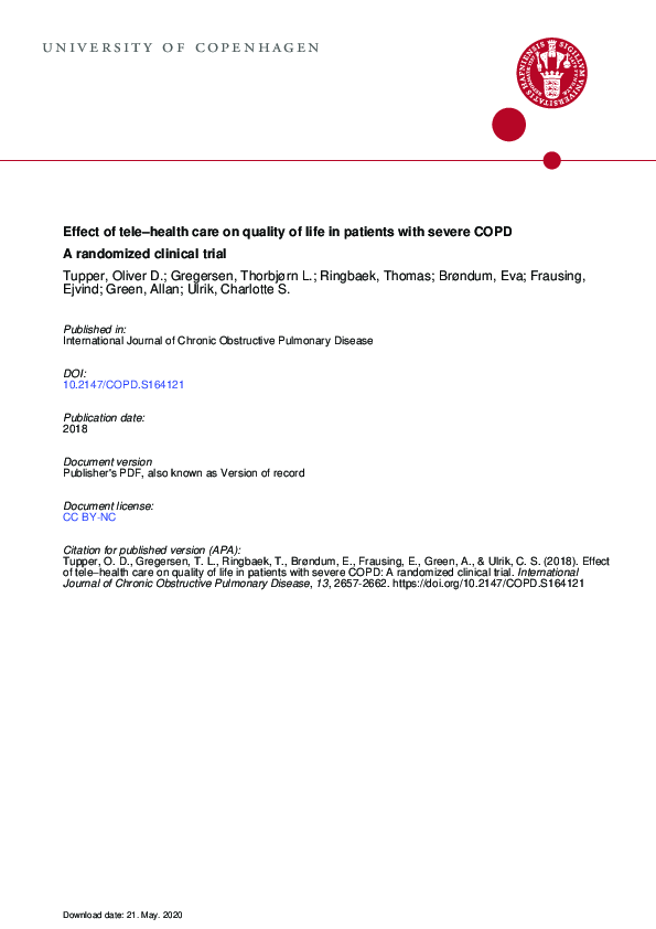 (PDF) Effect of tele healthcare on quality of life in patients with ...