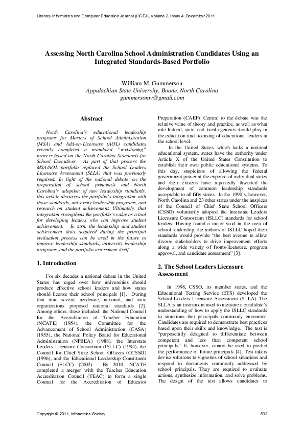 (PDF) Assessing North Carolina School Administration Candidates Using ...