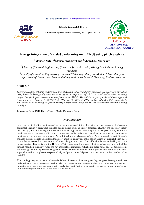 Catalytic Reforming Unit Cru