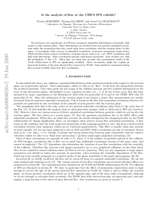 (PDF) Is the analysis of flow at the CERN Super Proton Synchrotron ...