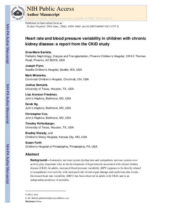 (PDF) Heart rate and blood pressure variability in children with ...